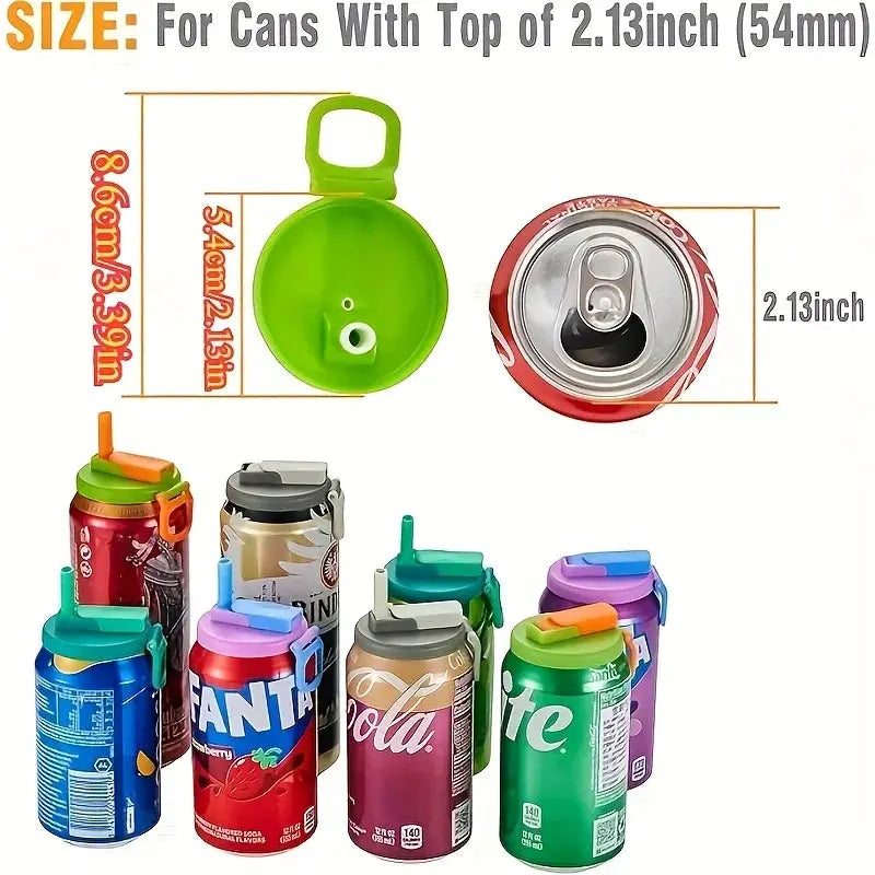 Reusable Soft Drink Can Lid For Beverages And Juices With Straw Eco Friendly Spill Proof Cap