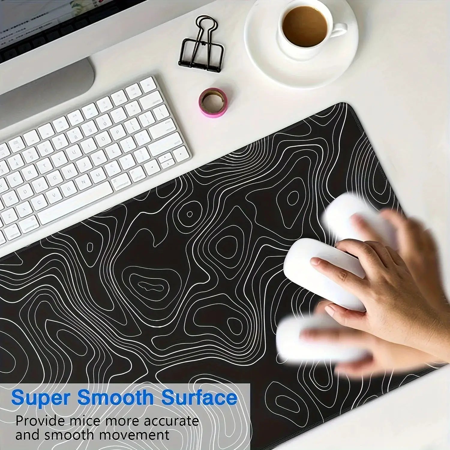 Large Extended Gaming Mouse Pad With Stitched Edges And Non Slip Rubber Base For Desk