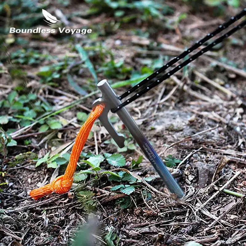 Boundless Voyage 6pcs tent stakes set, titanium alloy heavy-duty with orange paracord