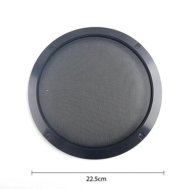Speaker grille, round metal mesh with plastic frame, 22.5 cm diameter, fits 2–8 inch speakers