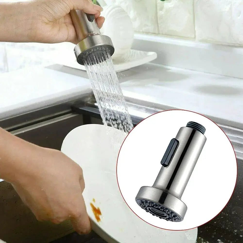 Simples Market ABS kitchen faucet spray head replacement, pull-down sprayer, silver metal finish
