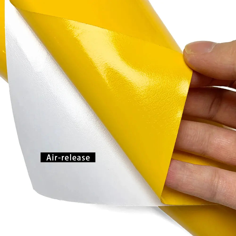 Car wrap vinyl film, glossy yellow with air-release backing, by Simples Market