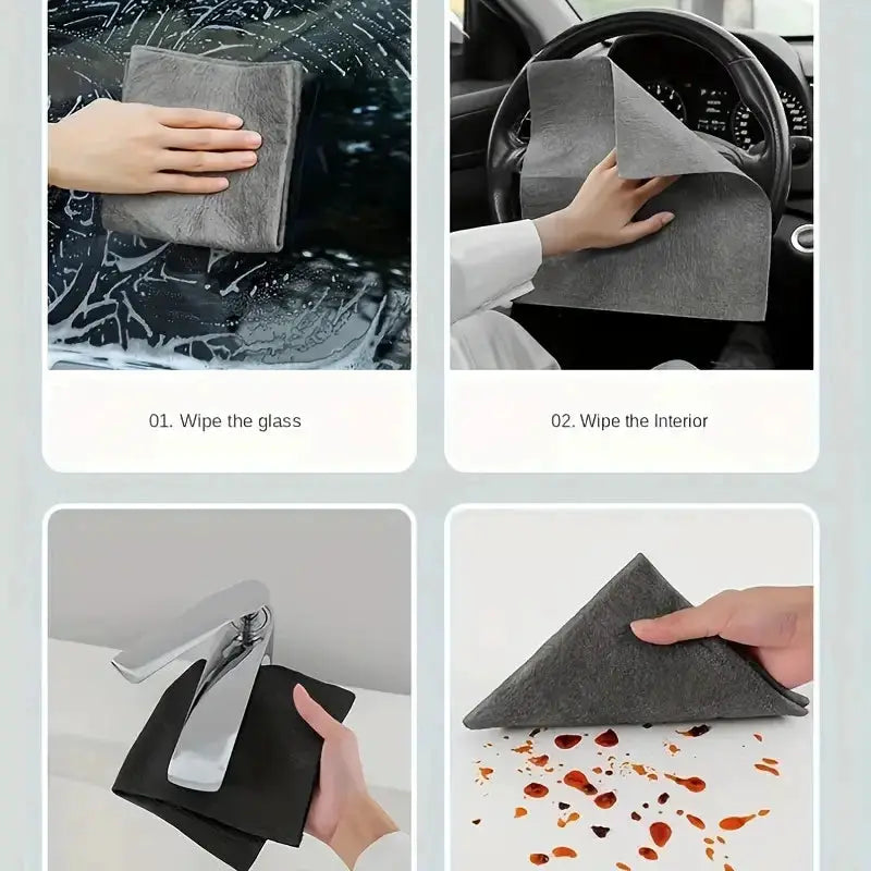 Magic Glass Cleaning Cloth, thickened dual-sided gray reusable wipe for windows