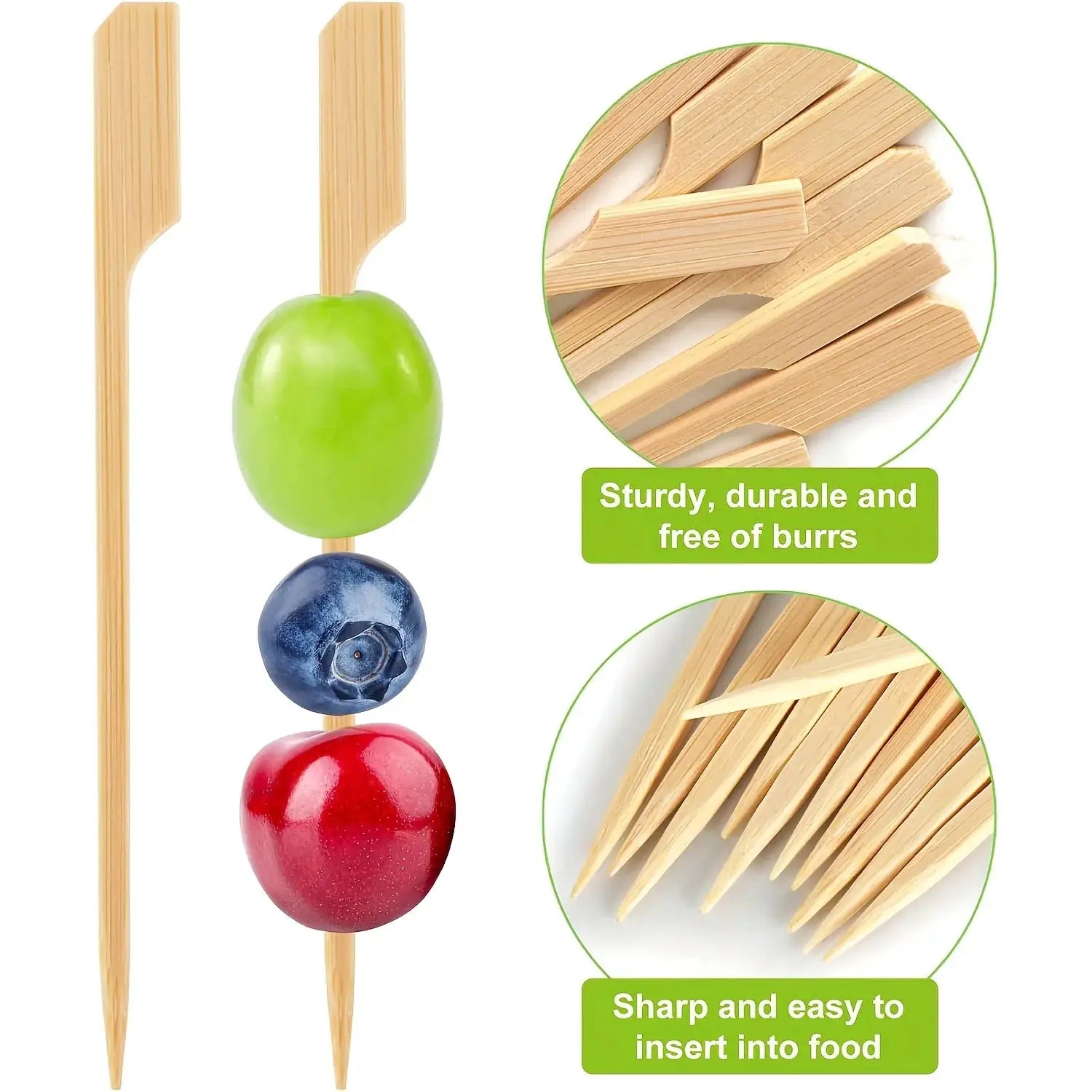 100 Pcs Natural Bamboo Skewers Disposable BBQ Sticks For Kabob Fruit Cocktail Camping Party Grilling Tools