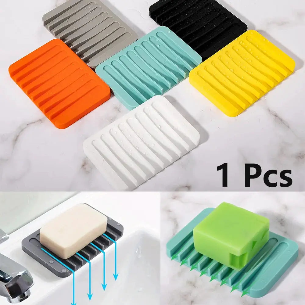 SmartChoice Silicone Self Draining Soap Holder Non Slip Countertop For Kitchen And Bathroom