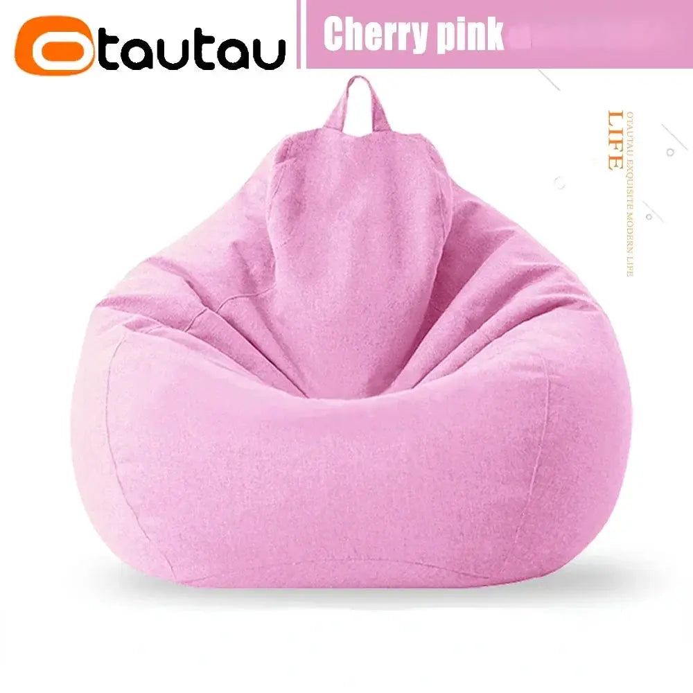 Bean bag sofa OTAUTAU cherry pink 70cm cotton-linen with filler
