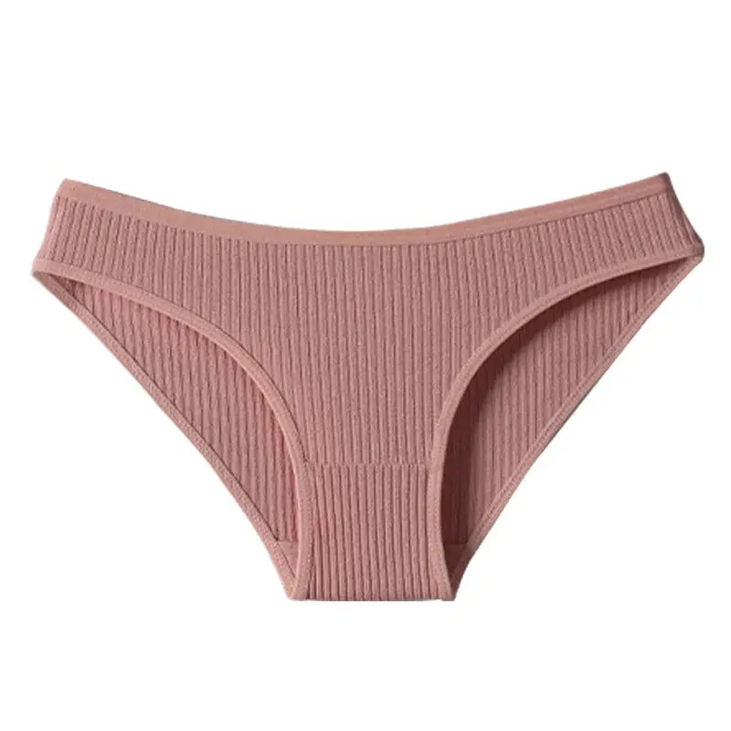 Simples Market women's panties; pink ribbed low-rise briefs, breathable cotton