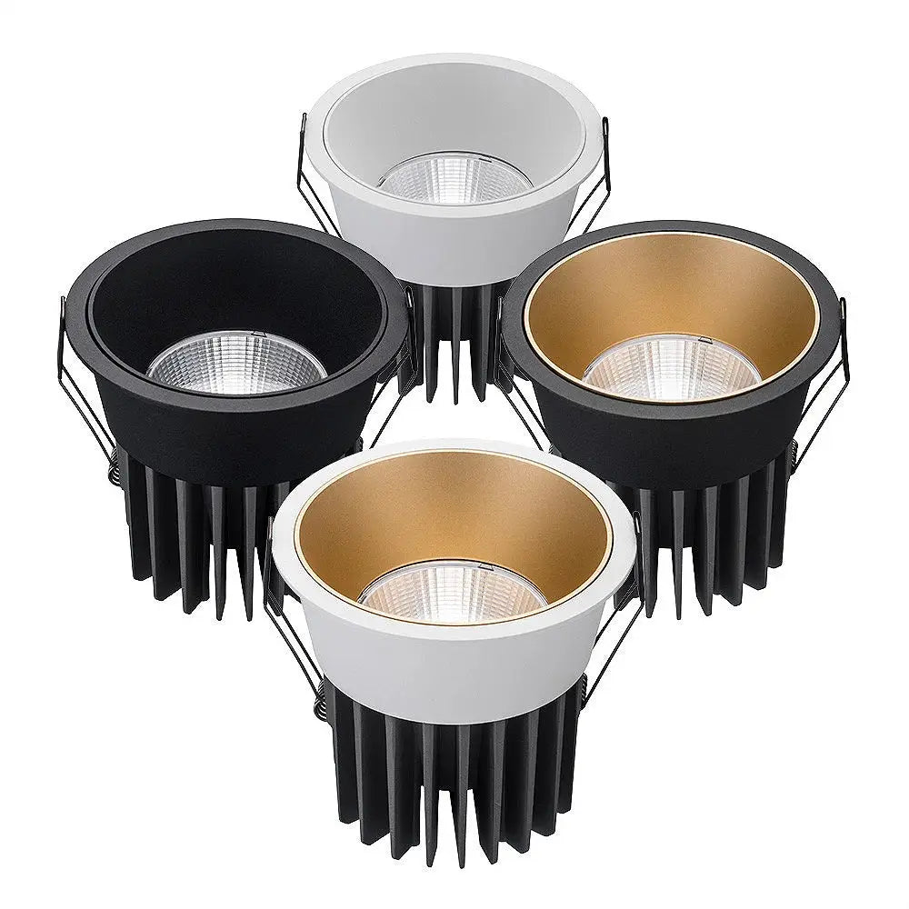 Aluminum LED spotlight downlight 4-pack in black and white finishes with gold/silver interiors