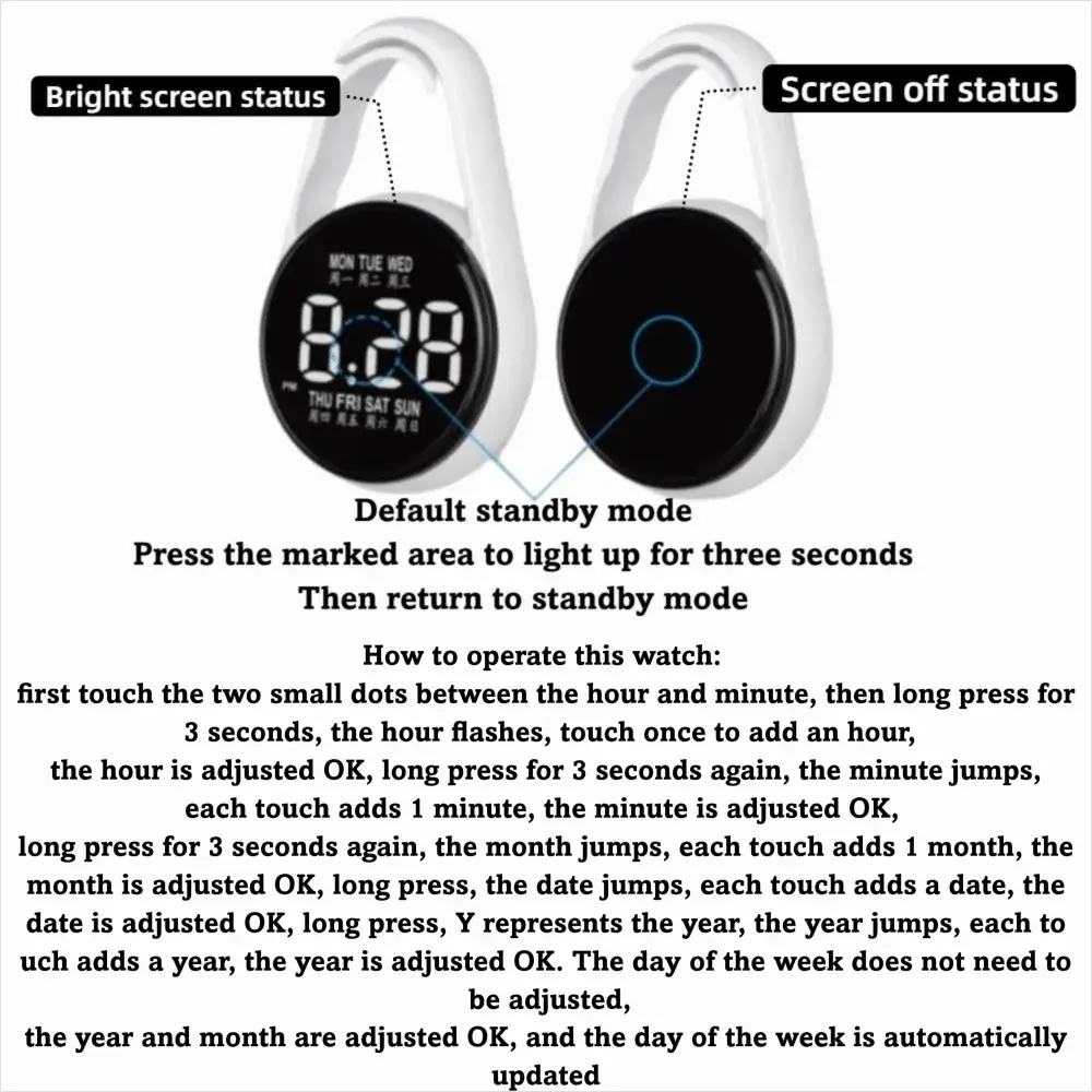 LumaTech LED Electronic Hanging Pocket Watch With Night Light And Clear Digital Time Display