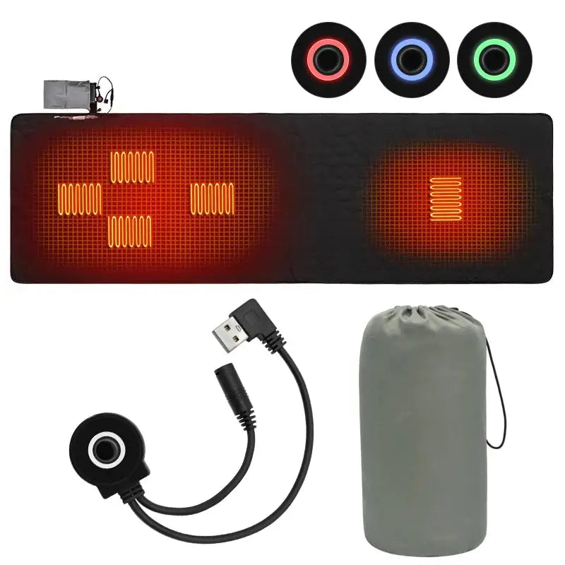 USB Heating Sleeping Mat For Outdoor Camping Hiking Travel With Temperature Control And Multiple Heat Settings