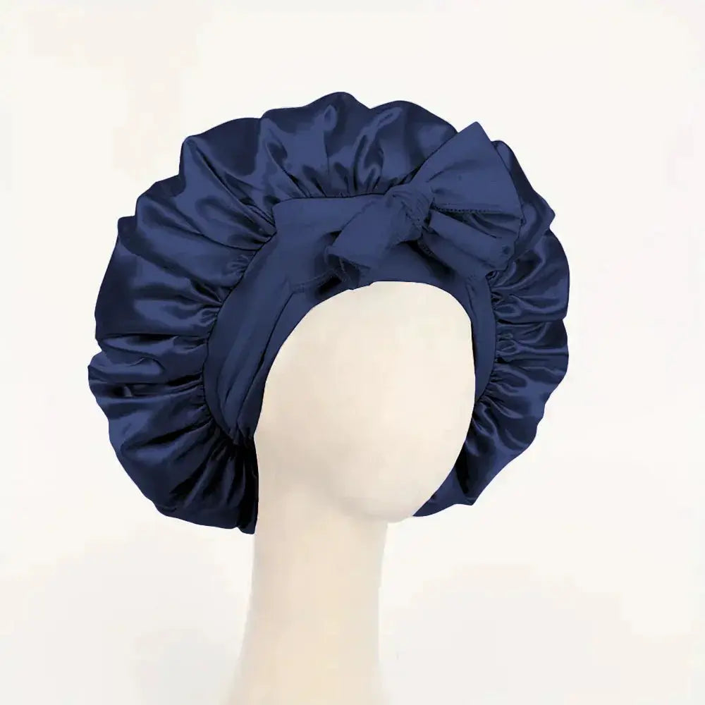 SilkNest Satin Silk Bonnet Adjustable Sleep Cap With Tie Band For Frizz Free Hair Keeps Hair Smooth Overnight