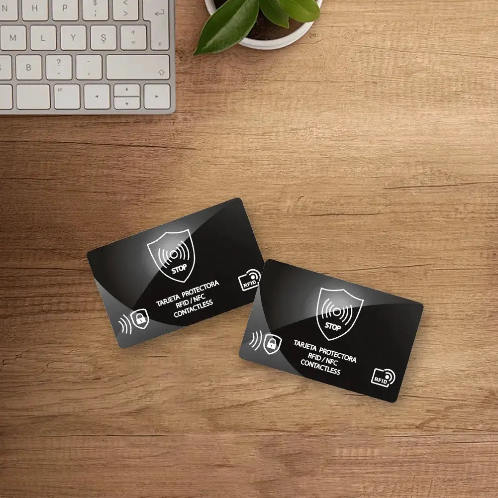 5Pcs RFID Blocking Cards by Simples Market; ultra-thin black NFC shield cards for debit, credit, and passport