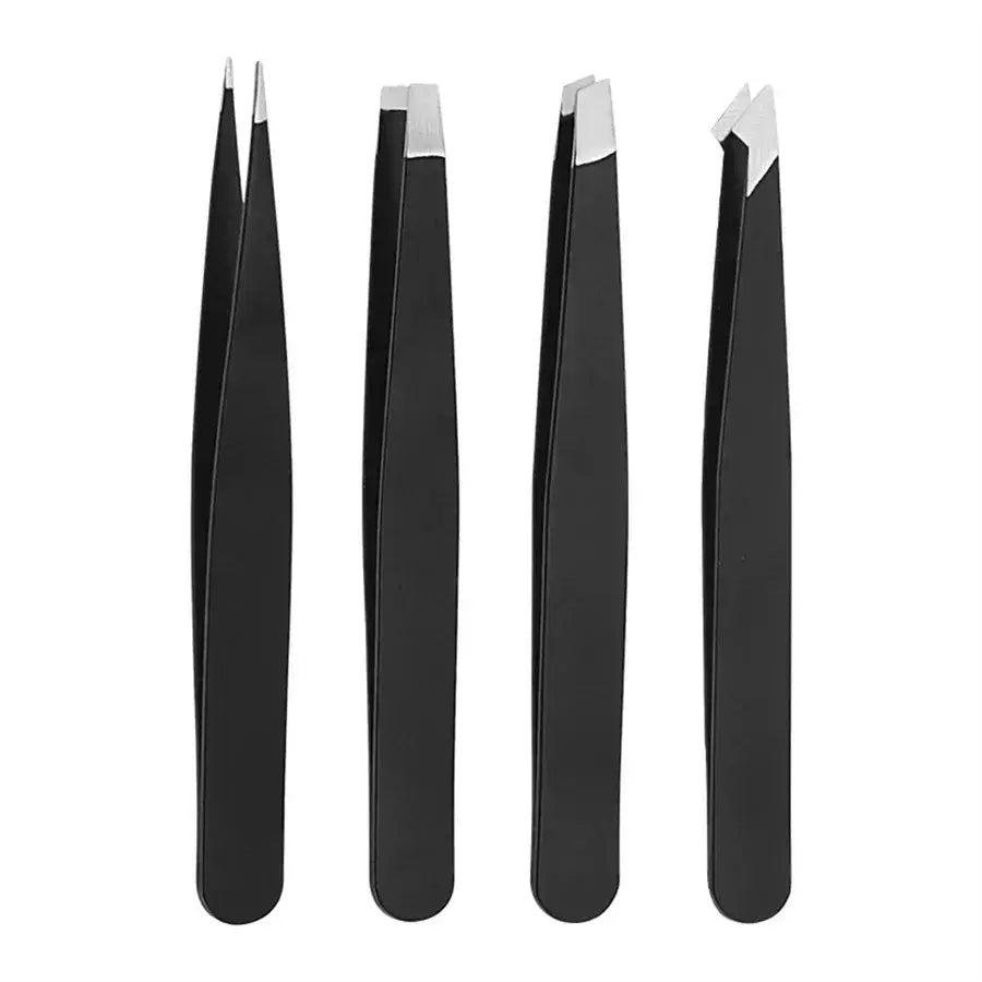 OLOEY 4 Piece Professional Eyebrow Hair Removal Tweezers Set Stainless Steel For Effortless And Precise Grooming
