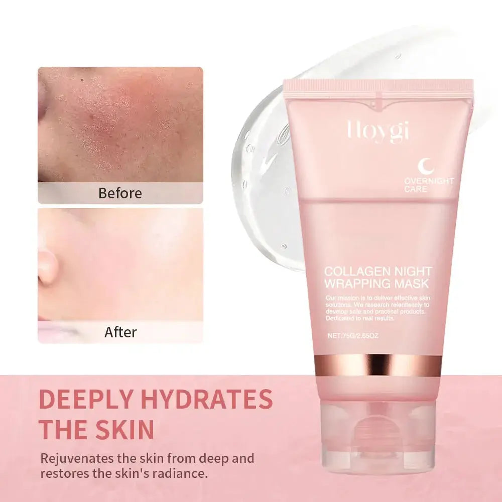 Glow Collagen Overnight Wrapping Peel Off Facial Mask Set For Deep Hydration And Replenishes Collagen While You Sleep