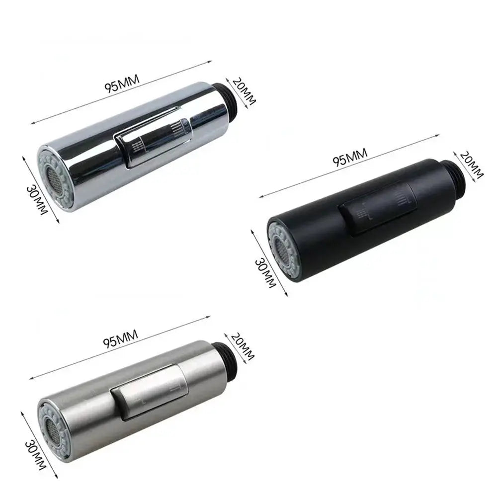 Simples Market replacement 2-mode faucet aerator sprayer heads set; chrome, black and brushed metal finishes (3-pack)