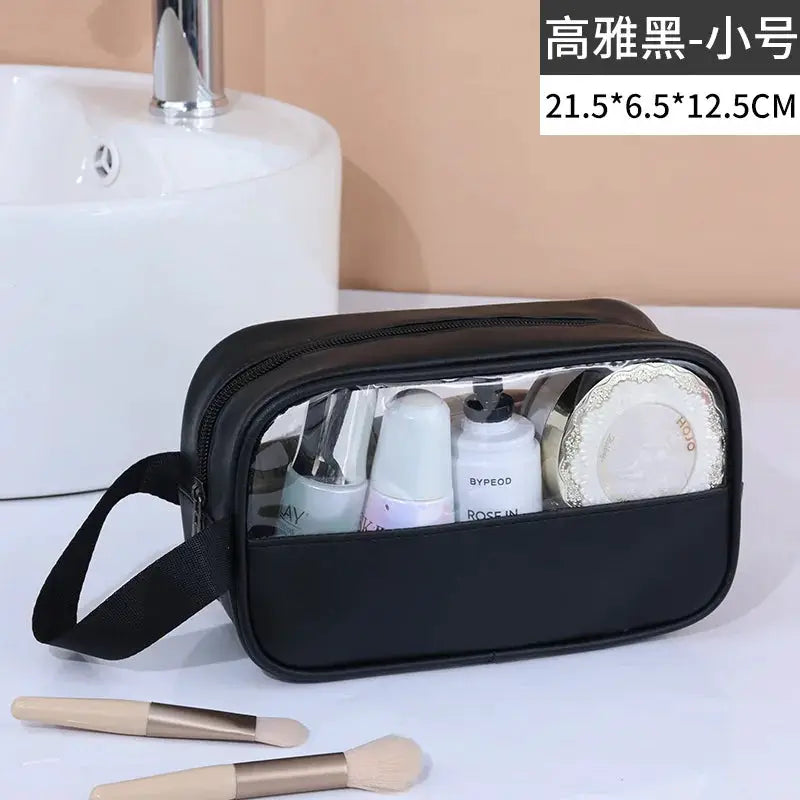 VoyageGlow Transparent Cosmetic Bag Large Capacity Waterproof Travel Makeup Organizer Clear PVC
