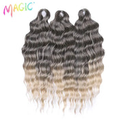 Anna Synthetic Hair 24in water-wave braiding extensions in black-to-blonde ombre, three bundles by Simples Market
