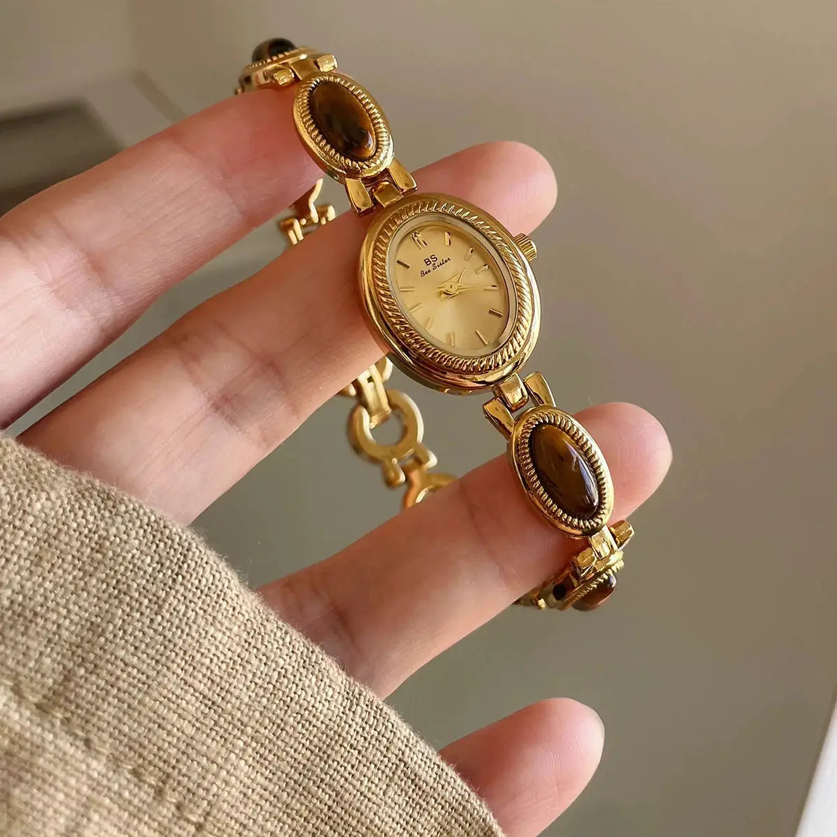 JadeLux Womens Green Jade Bracelet Wristwatch With Elegant Quartz Movement And Water Resistant Oval Case