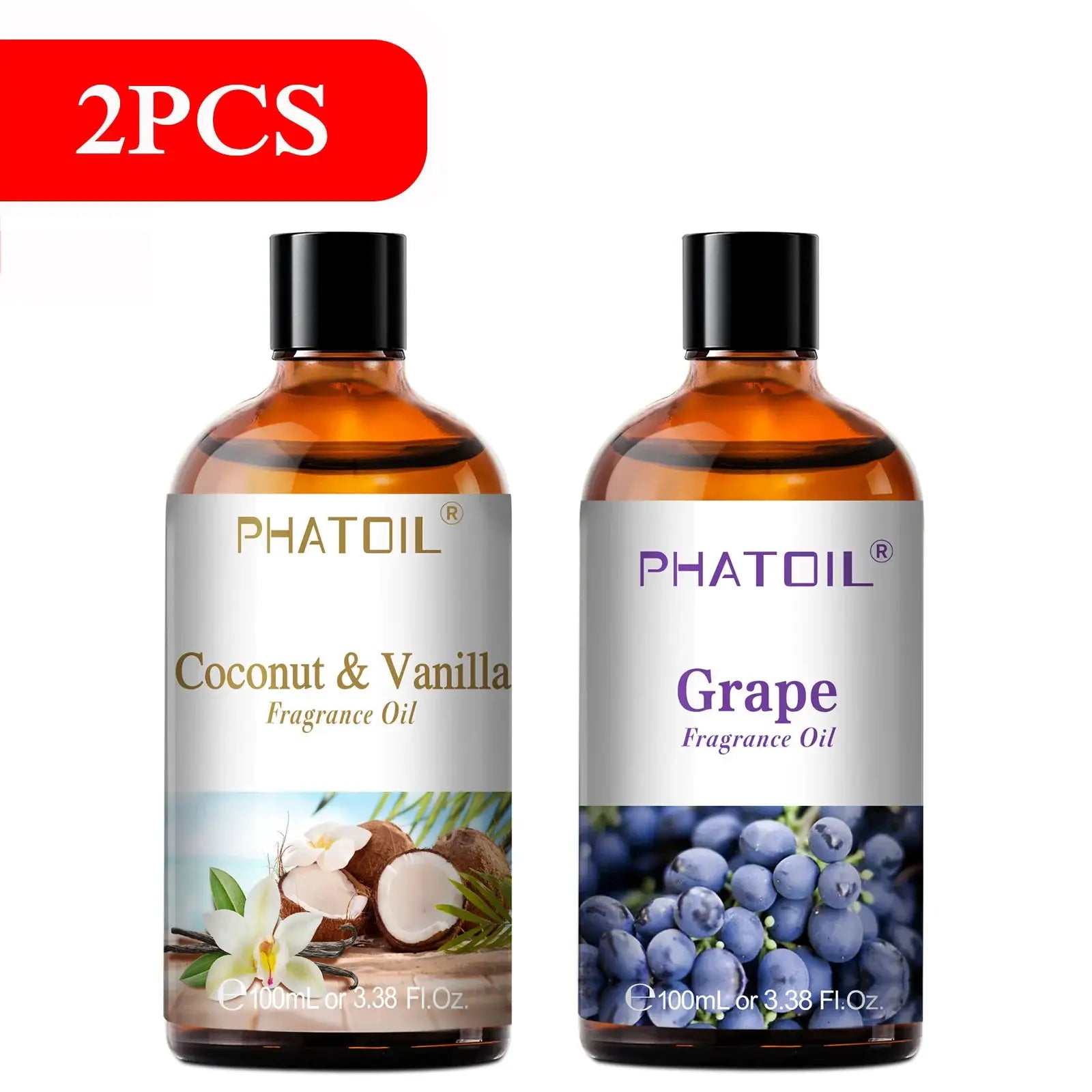 PHATOIL 100ml Aromatherapy Fragrance Oil Coconut Vanilla Strawberry Cherry Lemon For Diffuser Candle Making 1 2 3 Pack