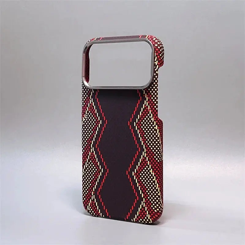 iPhone case by Simples Market for Pro Max/Air, carbon fiber abstract geometric pattern, MagSafe, alloy shockproof frame