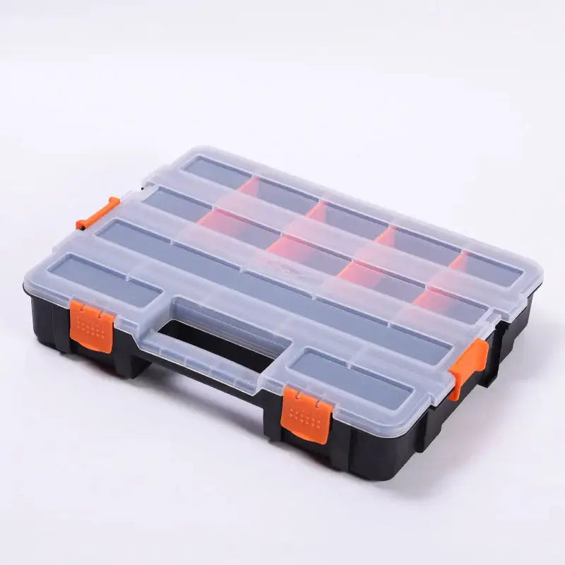 Simples Market handheld plastic parts storage box with translucent lid and orange latches