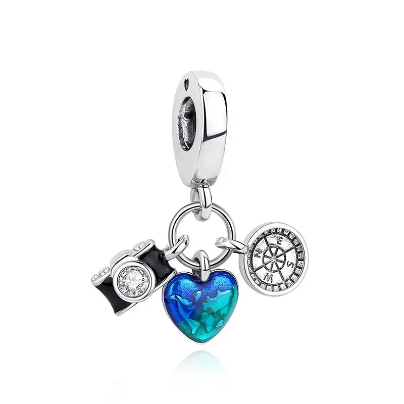 925 Sterling Silver Travel Theme Charms Beads London Bus Paris Suitcase Sam Panda Bracelets Necklaces Women DIY Jewelry