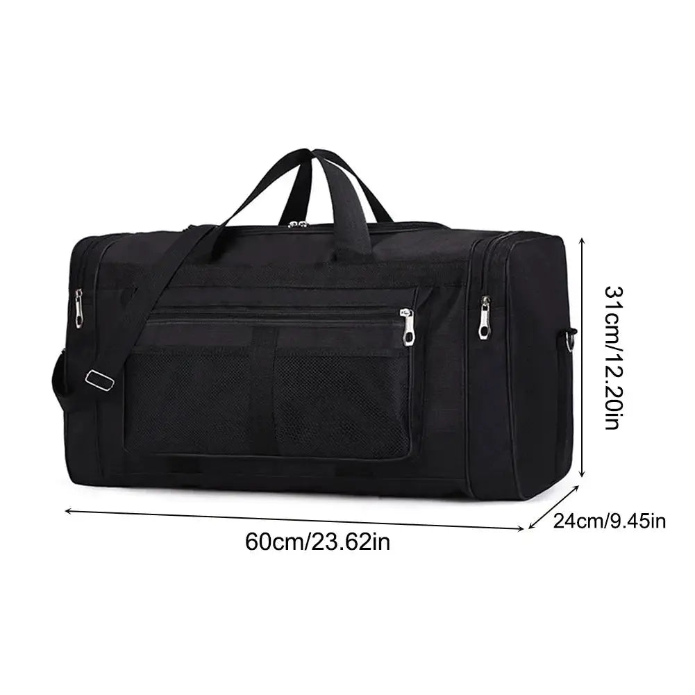 Simples Market black Oxford dry-wet separation gym bag, 60x31x24 cm, large capacity, waterproof with multiple pockets