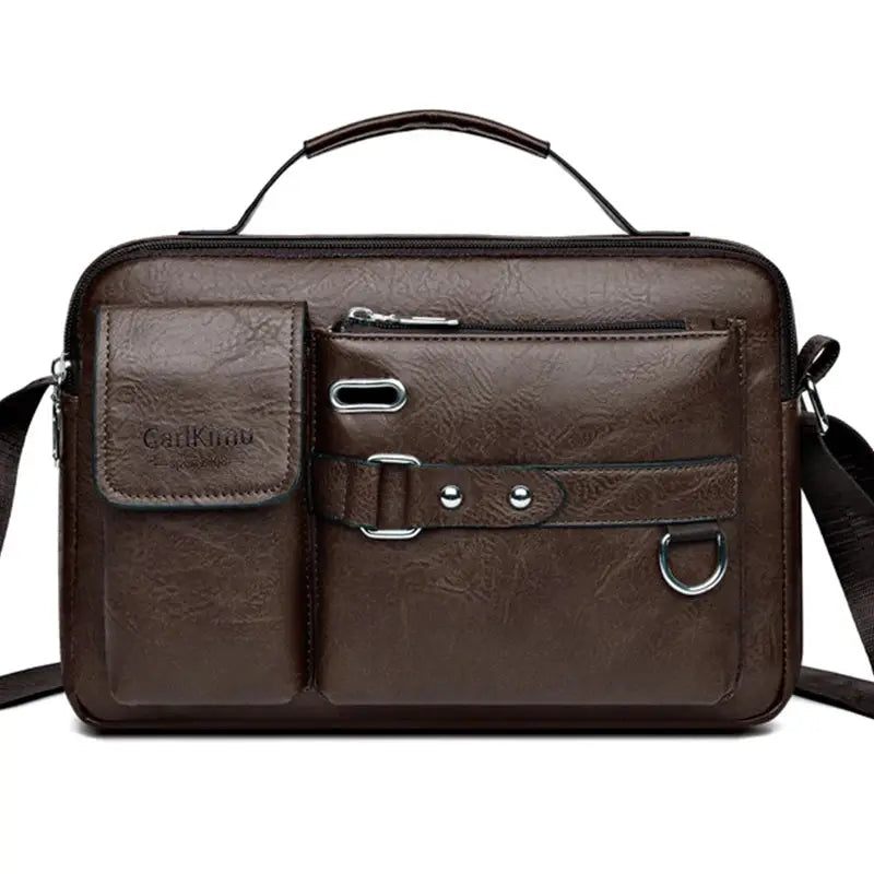 UrbanTrail Retro Messenger Bag Waterproof PU Design Large Capacity Laptop Briefcase for Men