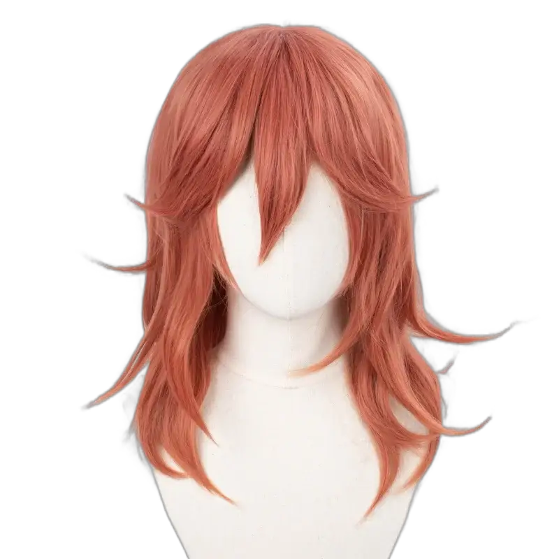 ND Angel Devil cosplay wig by Simples Market, orange-pink layered mid-length hair with bangs, heat resistant