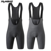 YKYWBIKE cycling bib shorts, pair in black/gray with padded seamless fabric and bib straps.