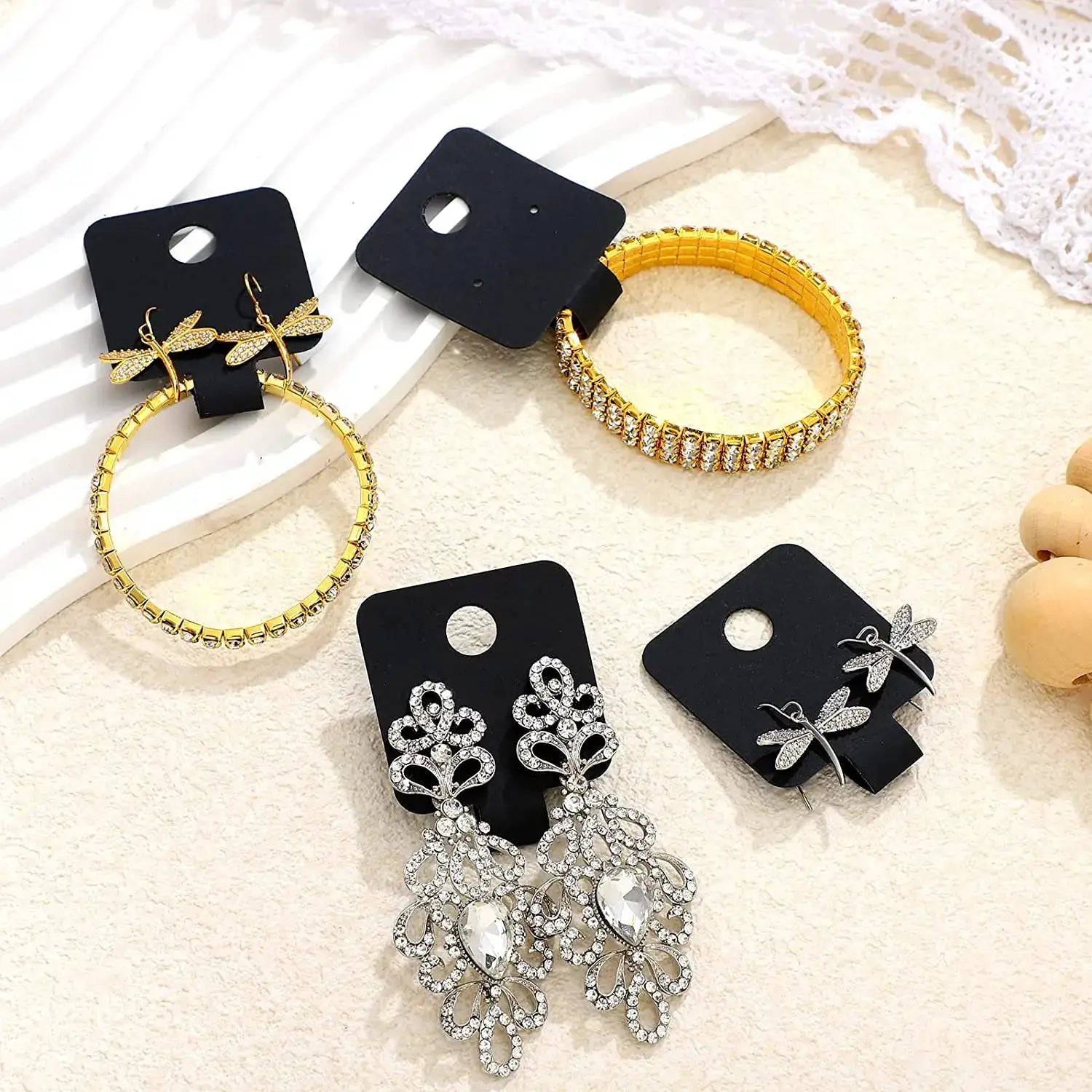 50pcs Self Adhesive Kraft Paper Card For Bracelet And Necklace Jewelry Hanging Holder 4x10cm Retail Display Packaging