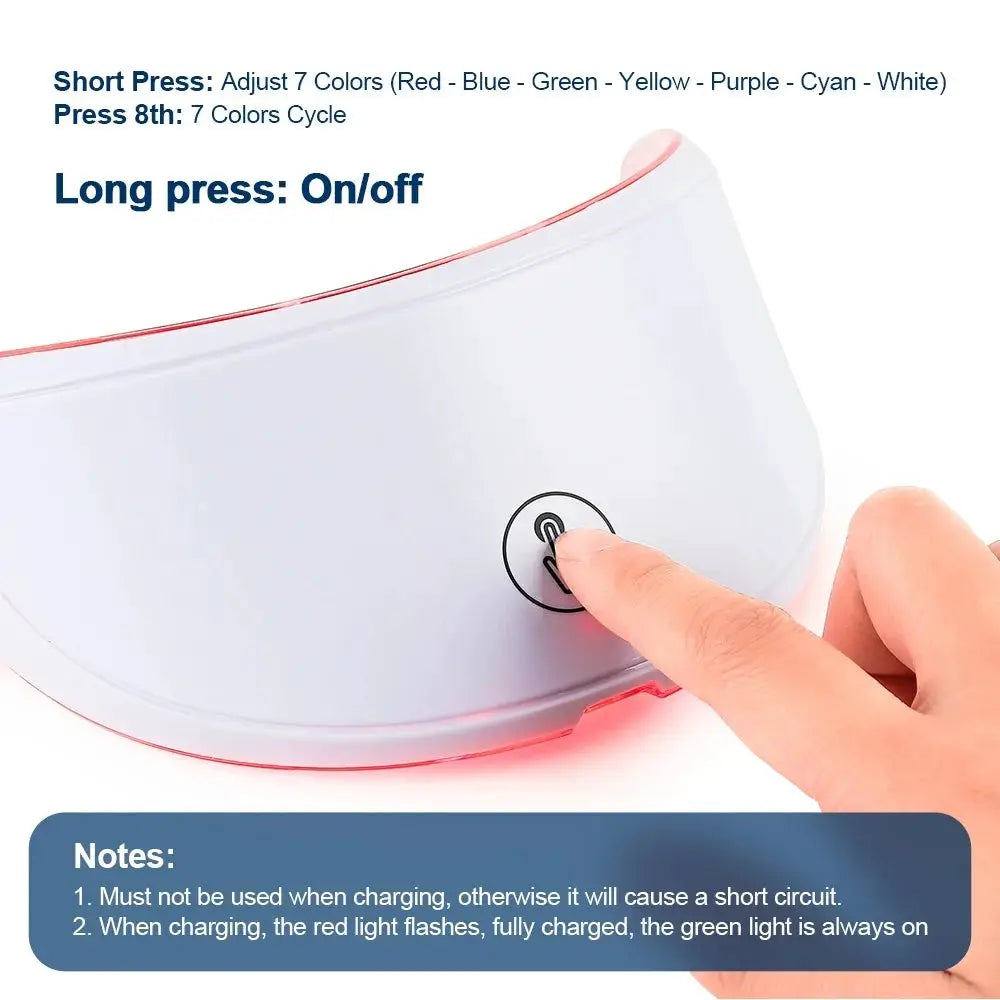 Led Facial And Neck Mask With Seven Color Light Therapy For Skin Care