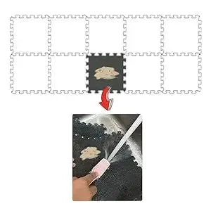 Pet warming pad by Simples Market; white EVA foam interlocking puzzle mats with a black center tile, 30x30cm, 1–10pcs