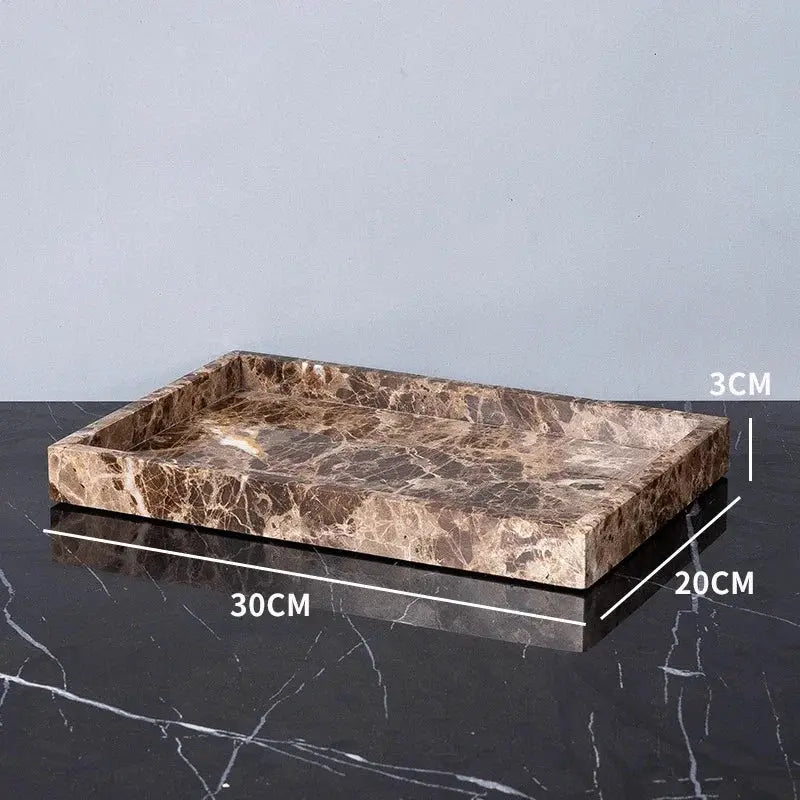 Emperador Dark marble bathroom tray, brown natural stone with 30x20x3 cm
