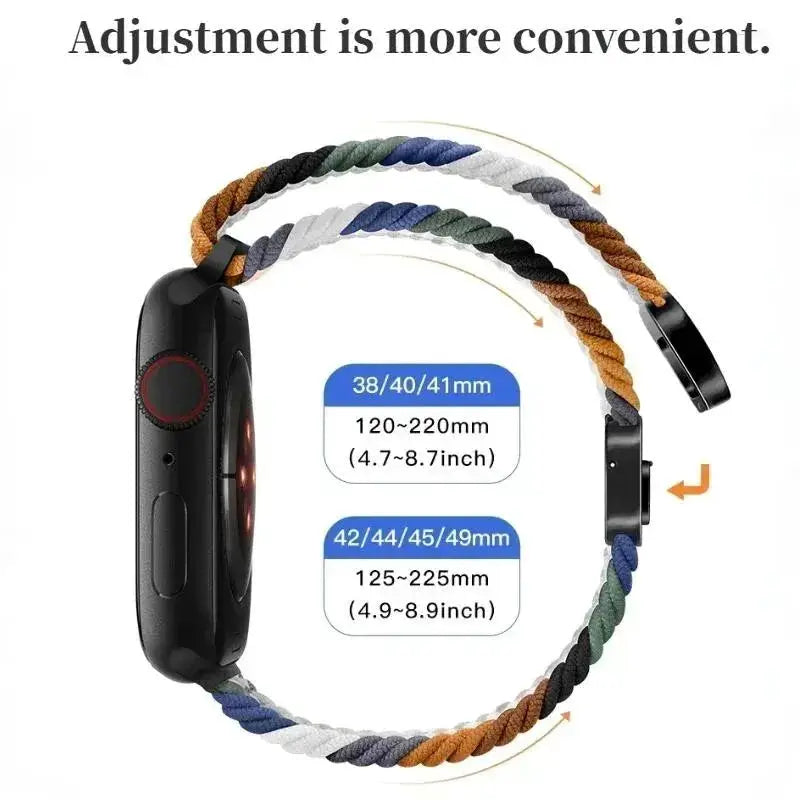 Nylon Braided Band Strap Compatible For Apple Watch S10 46mm 44mm 40mm 45mm 49mm 41mm 38mm iWatch series se 10 7 3 5 6 8 9 Ultra