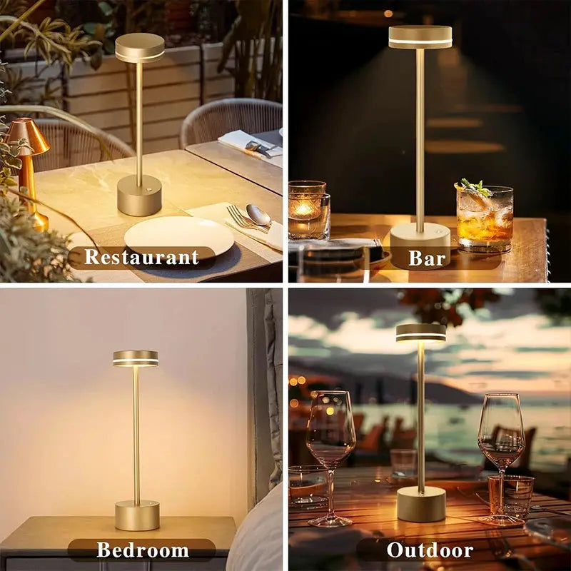 Touch Small Night Light LED aluminum desk lamp with adjustable brightness, gold finish, Simples Market
