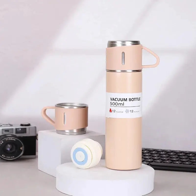304 Stainless Steel Vacuum Insulated Water Bottle 500ml Portable Coffee Bottle Business Style Travel Thermal Mug