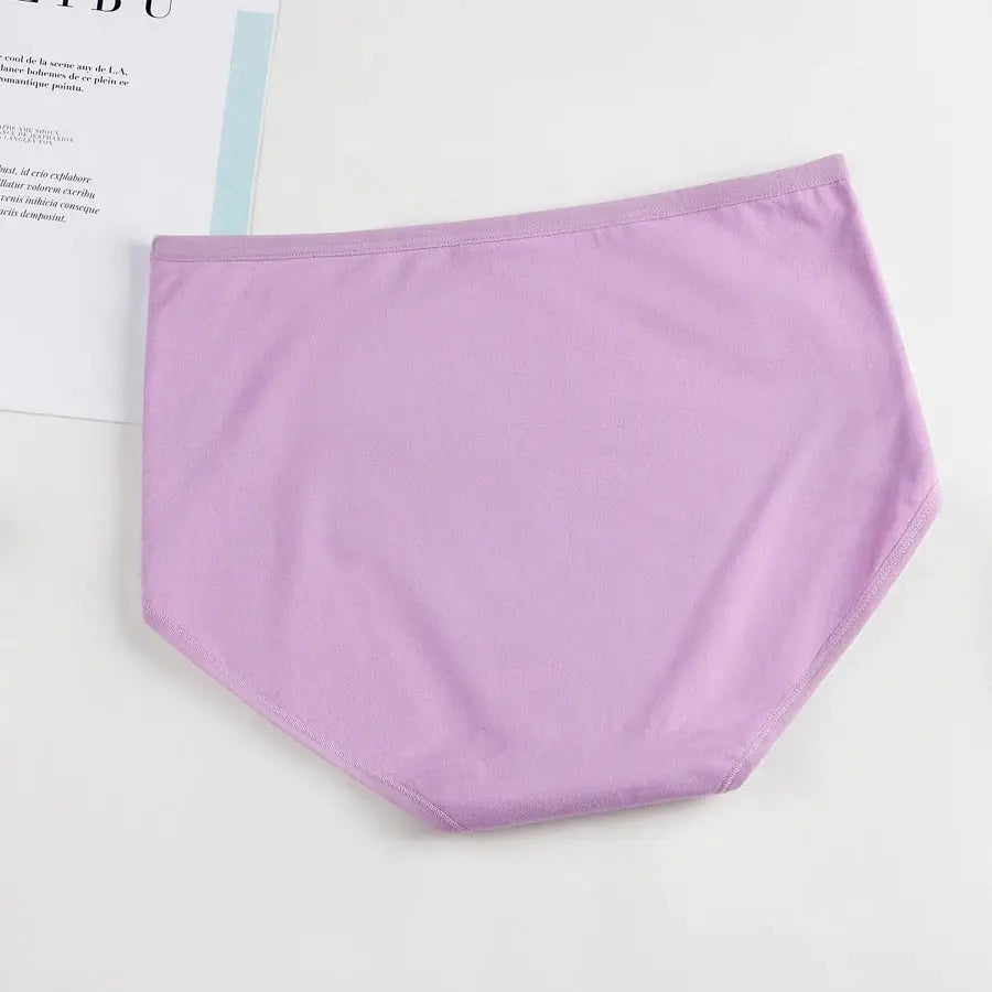 Purple high-waist cotton panty for women, breathable brief