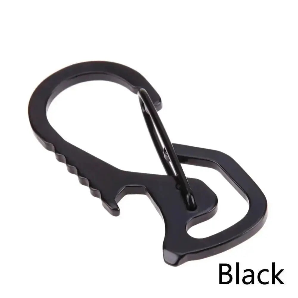 Bottle opener multifunctional carabiner with hex driver in black stainless steel by Simples Market