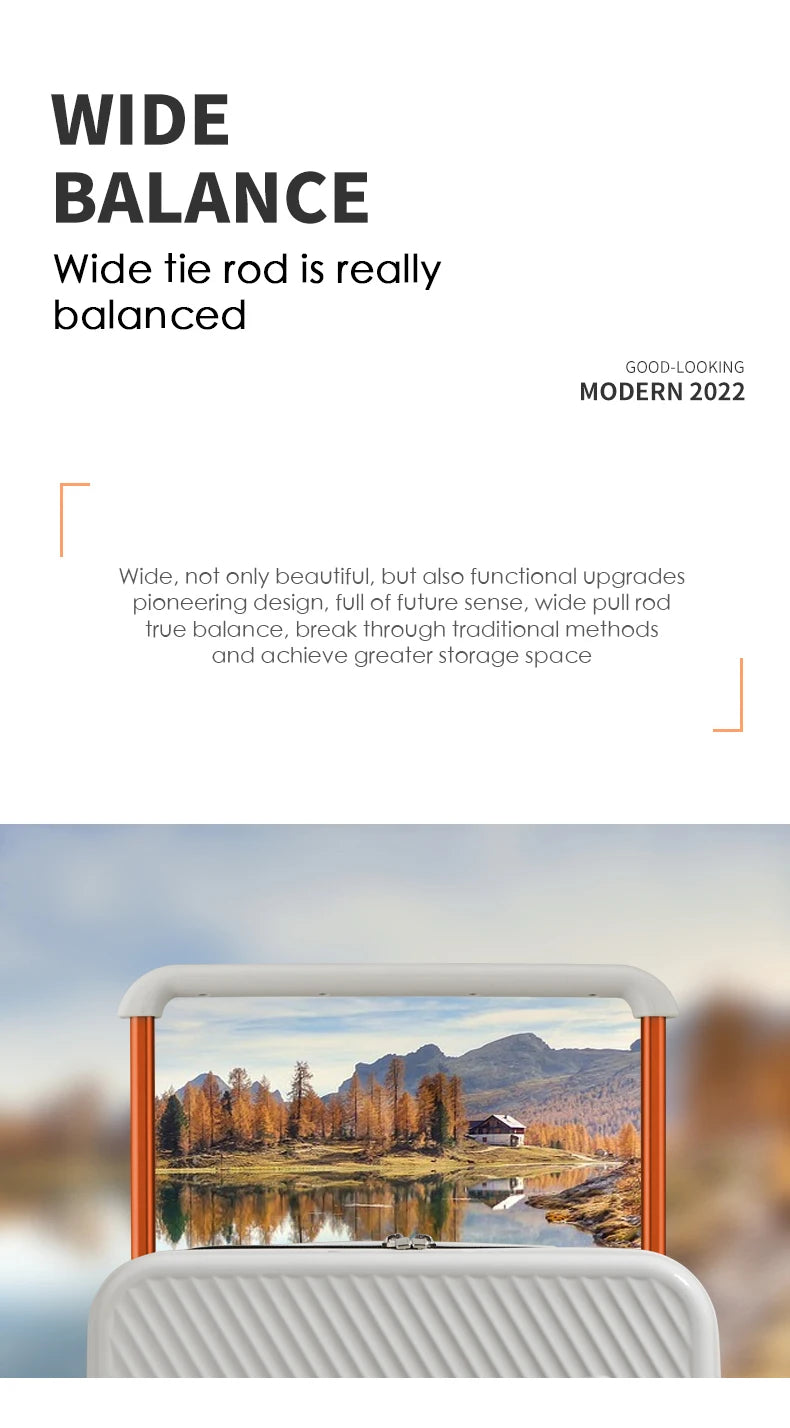 Mixi wide-handle travel luggage suitcase with white hardside shell and orange extendable handle