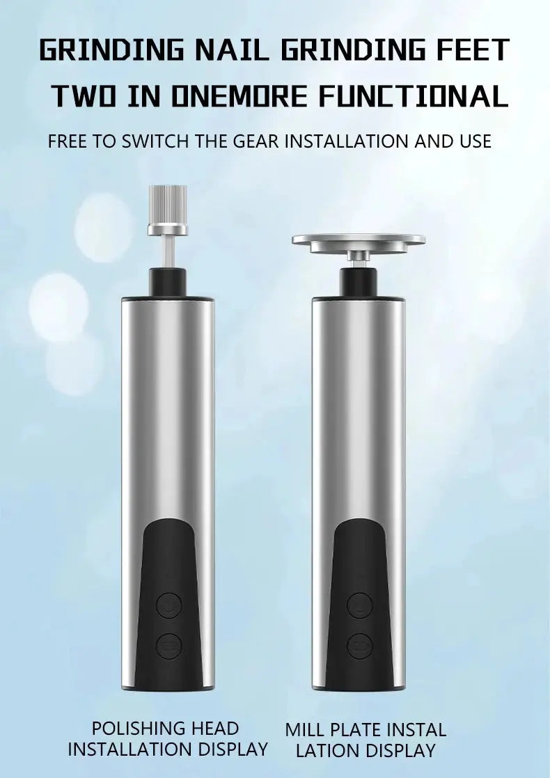 Electric foot callus remover set by Simples Market with dual-head design, silver bodies and black grips