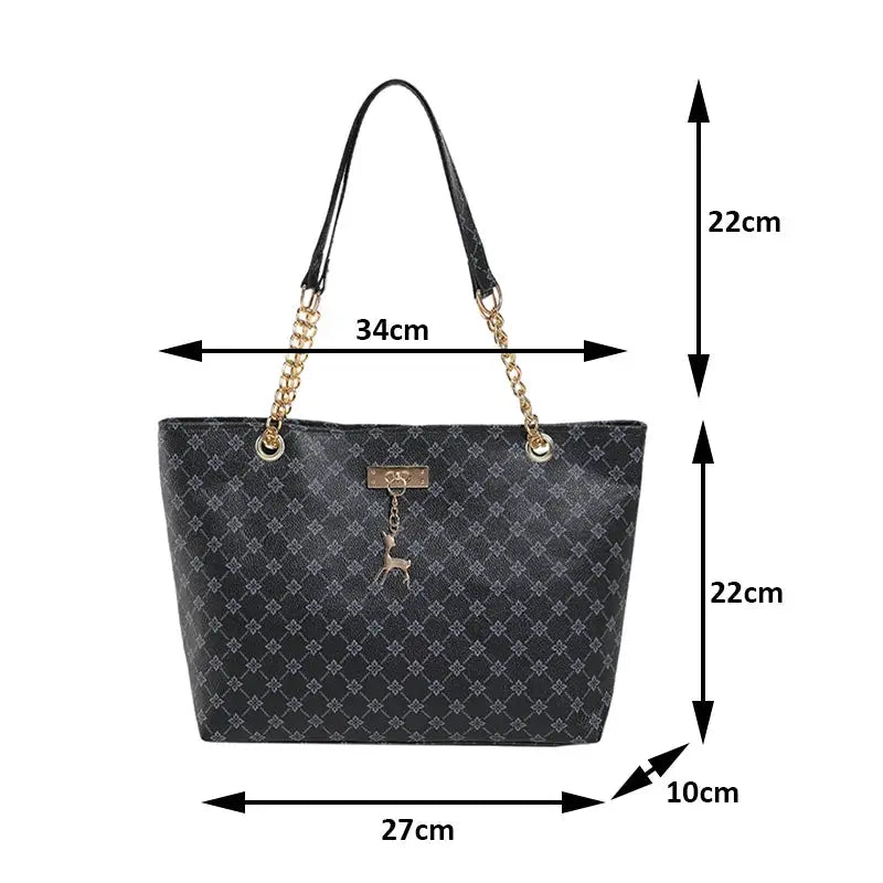 Brand Presbyopia Soft PU Leather Large Capacity Tote Handbag For Women With Secure Zipper And Hanging Accessories