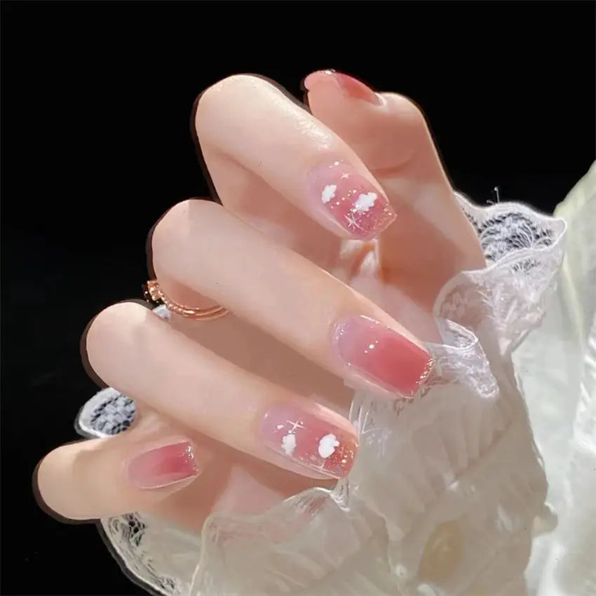 GlamNails Ultra Thin Press On Nails Full Set 24 Pieces Round Head Coffin Shape Durable Flawless Manicure