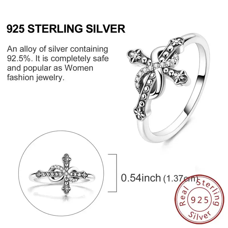 925 Sterling Silver Rings Bow Heart Star Sun Moon Zircon For Women Jewelry Birthday Anniversary Gifts