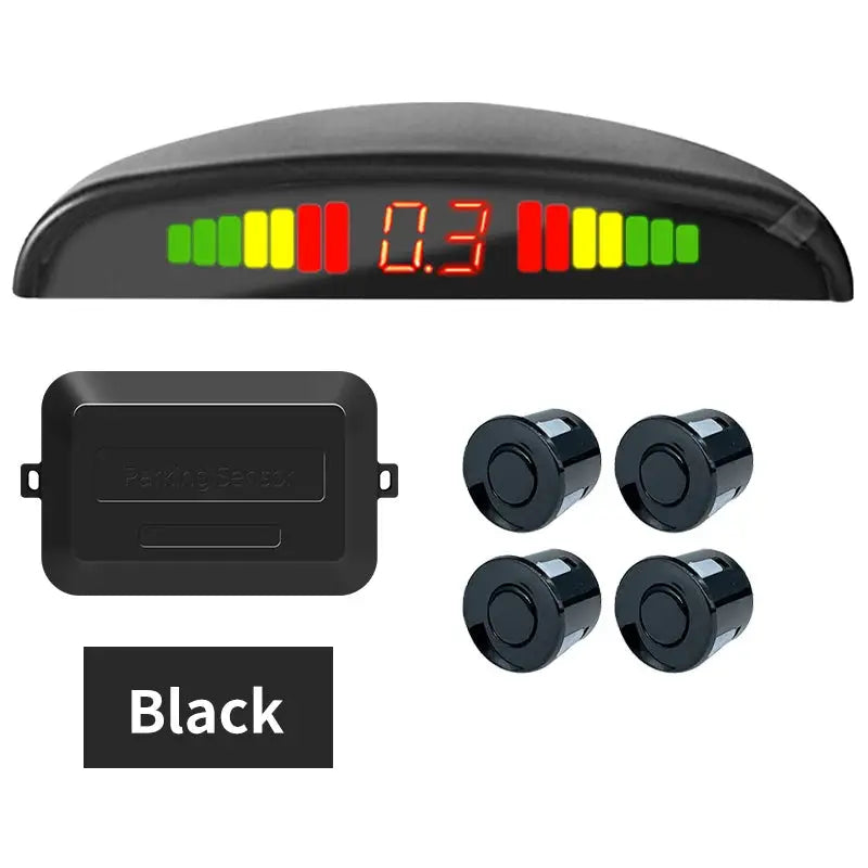 Hippcron car LED parking sensor kit with 4 black sensors, control module and LED display