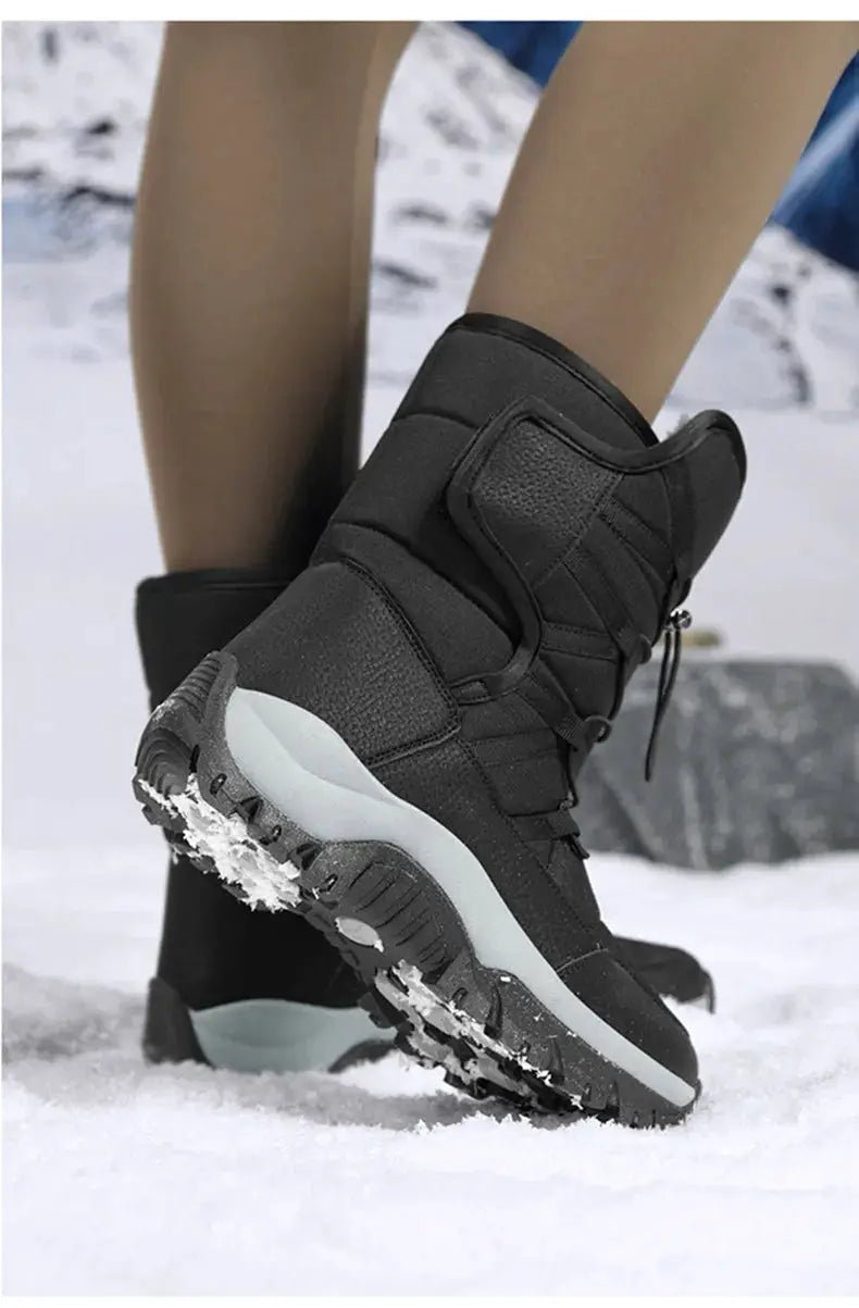 Mens Winter Boots Waterproof Plush Lined Non Slip Outdoor Hiking Ankle Boots All Weather Warmth