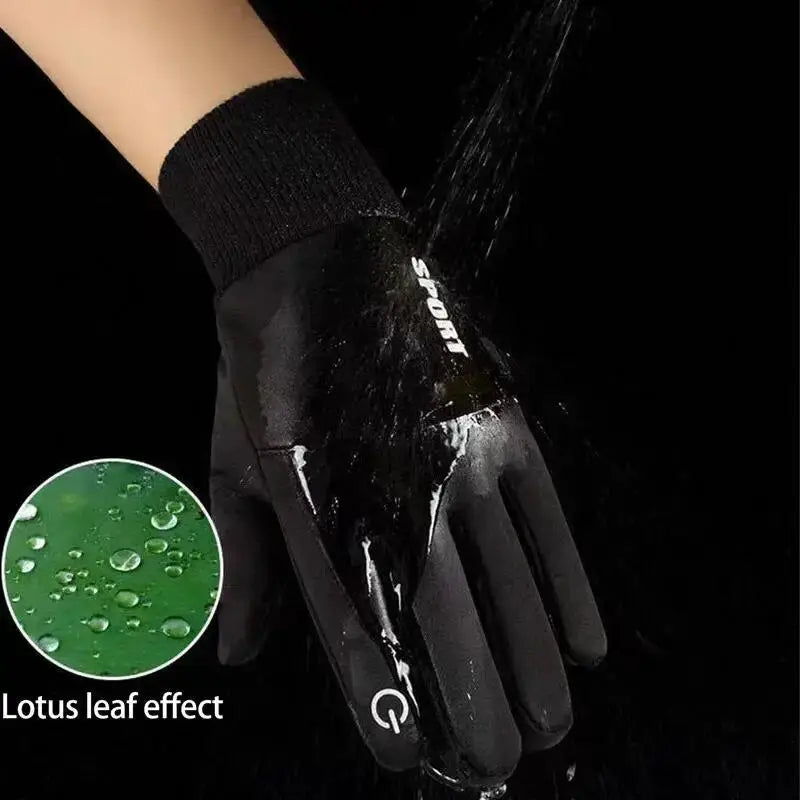 Warm Waterproof Full Finger Cycling Gloves With Touch Screen Fleece Lined For Outdoor Sports Running Motorcycle Ski