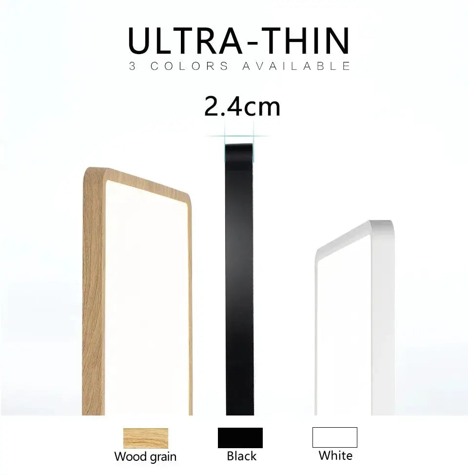 MARPOU Tuya Smart LED ceiling lamp; ultra-thin square panel, 2.4 cm thick, wood grain/black/white finishes