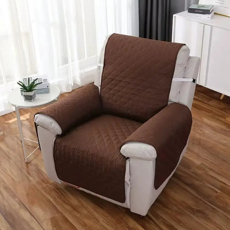 Brown quilted recliner chair cover with anti-slip protection, Simples Market furniture protector