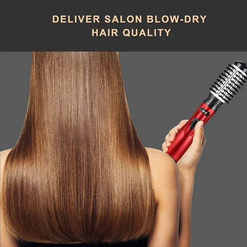 TINSOL 3-in-1 Hot Air Brush by Simples Market; red handheld hair styling tool with bristle brush.
